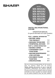 Sharp MX-M550U MX-M550 | MX-M620 | MX-M700 Operation Manual
