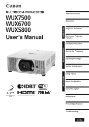 Canon REALiS LCOS WUX5800 WUX7500 WUX6700 WUX5800 Users Manual