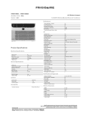 Frigidaire FFRE123WAE Product Specifications Sheet