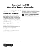 HP Presario SG1100 Importante FreeDOS Operating System Information