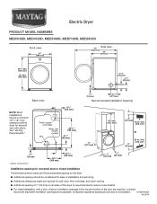 Maytag MED5100DC Dimension Guide