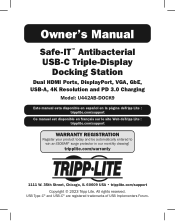 Tripp Lite U442ABDOCK9 Owners Manual Safe-IT Antibacterial USB-C Triple-Display Docking Station U442AB-DOCK9 1