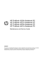 HP ProBook 4421s HP ProBook 4320s, 4321s, 4420s, and  4421s Notebook PCs - Maintenance and Service Guide