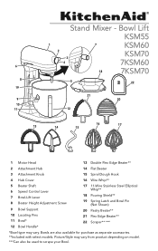 KitchenAid KSM70SNDXWH Owners Manual