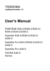 Toshiba Portege R30-C PT365C-00F00G Users Manual Canada; English