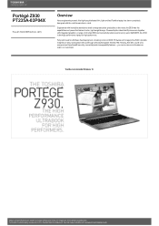 Toshiba Portege Z930 PT235A-03P04X Detailed Specs for Portege Z930 PT235A-03P04X AU/NZ; English