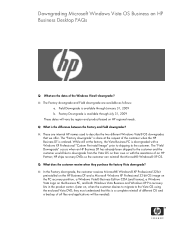 HP d220 Downgrading Microsoft Windows Vista OS Business on HP Business Desktop FAQs