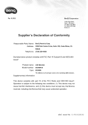 BenQ EX240N FCC SDoC Supplier s Declaration of Conformity-B