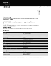 Sony MDR-EX80 Marketing Specifications (Black model)