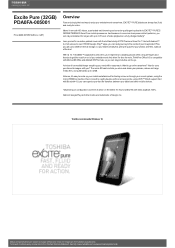 Toshiba Excite PDA0FA-005001 Detailed Specs for Tablet Excite PDA0FA-005001 AU/NZ; English