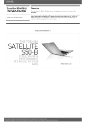 Toshiba Satellite S50 PSPQEA Detailed Specs for Satellite S50 PSPQEA-00J00Q AU/NZ; English