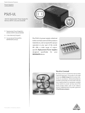 Behringer PSU5-UL Product Information