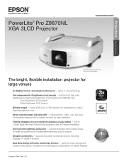 Epson PowerLite Pro Z9870 Product Specifications