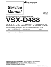Pioneer VSX-D507S Service Manual