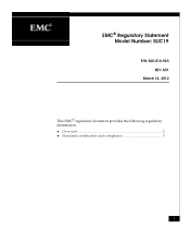Dell VNXe1 Regulatory Statement Model Number: SLIC19