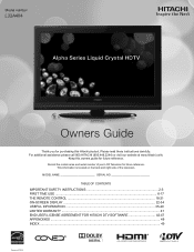 Hitachi L32A404 Owners Guide