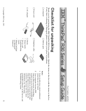 Lenovo ThinkPad R31 English - Setup Guide for the ThinkPad R30, R31 systems