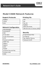 Oki C3600n C3600 Network User's Guide (English)
