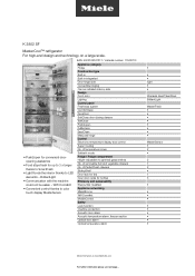 Miele K 2802 SF Product sheet