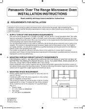 Panasonic NN-SE284 Installation Instructions