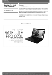 Toshiba C850 PSKC9A-00S019 Detailed Specs for Satellite Pro C850 PSKC9A-00S019 AU/NZ; English