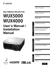 Canon REALiS WUX5000 D Pro AV Multimedia Projector WUX5000 / WUX4000 User's Manual