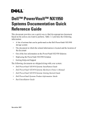 Dell PowerVault NX1950 PowerVault 
	NX1950 Systems Documentation - Quick Reference Guide