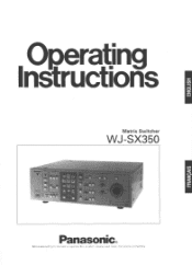 Panasonic WJSX350 WJSX350 User Guide