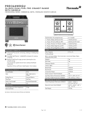 Thermador PRD364WDGU Product Spec Sheet