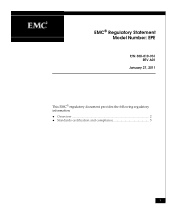 Dell VNXe1 Regulatory Statement Model Number: EPE
