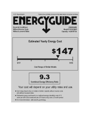 Frigidaire FFTA142WA2 Energy Guide