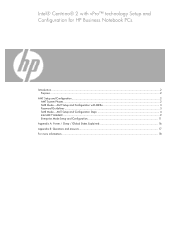 HP EliteBook 8000 Intel Centrino 2 with vProâ„¢ technology Setup and Configuration for HP Business Notebook PCs