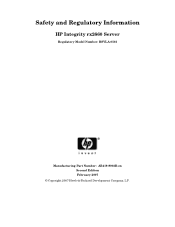 HP Integrity rx2660 Safety and Regulatory Information, Second Edition - HP Integrity rx2660 Server