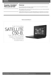 Toshiba Satellite C50 PSCLUA Detailed Specs for Satellite C50 PSCLUA-027007 AU/NZ; English