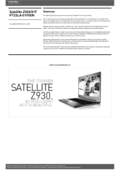 Toshiba Satellite Z930 PT23LA Detailed Specs for Satellite Z930 PT23LA-01F00N AU/NZ; English