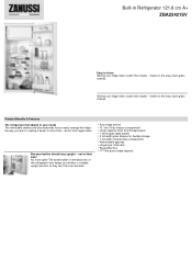 Zanussi ZBA22421SV Specification Sheet