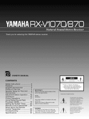Yamaha RX-V870 Owner's Manual