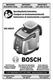 Bosch GRL160DHV Operating Instructions