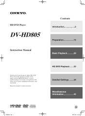 Onkyo DV-HD805 Owner Manual