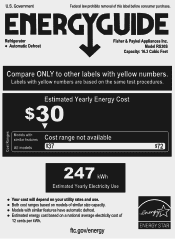 Fisher and Paykel RS3084SR1 Energy Label
