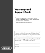HP Presario SR1300 Warranty and Support Guide - 90 day