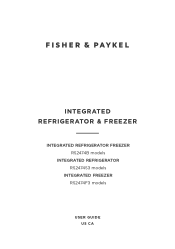 Fisher and Paykel RS2474F3LJ1 User Guide Integrated Refrigerator and Freezer