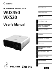 Canon REALiS WUX450 D Pro AV User Manual