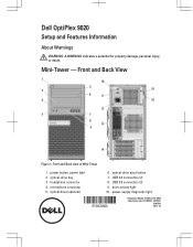 Dell OptiPlex 9020 Setup and Features Information Tech Sheet