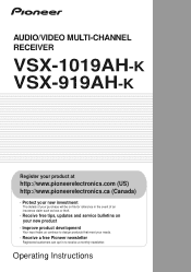 Pioneer VSX-919AH-K Owner's Manual