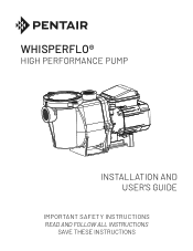 Pentair WhisperFlo High Performance Pump WhisperFlo Owners Manual 2021 DOE Compliant Models - ENG