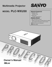 Sanyo WXU30 Instruction Manual, PLC-WXU30