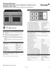 Thermador PRD484WCHU Product Spec Sheet