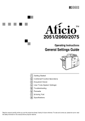 Ricoh AFICIO2060 General Settings Guide