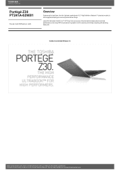 Toshiba Portege Z30 PT241A-029001 Detailed Specs for Portege Z30 PT241A-029001 AU/NZ; English